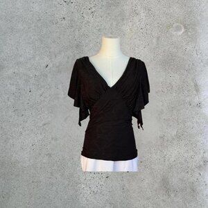 Y2k black floral top